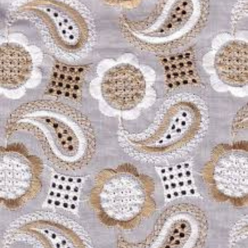 Beige Flower embroidery fabric